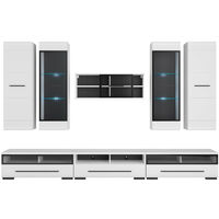 White Gloss Modern Living Room Furniture Set LED Wall Unit TV Cabinets Fever 1 - White / White High Gloss