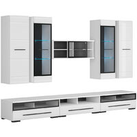 White Gloss Modern Living Room Furniture Set LED Wall Unit TV Cabinets Fever 1 - White / White High Gloss