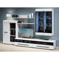 White Gloss Modern Living Room Furniture Set LED Wall Unit TV Cabinets Fever 2