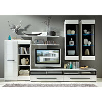 White Gloss Modern Living Room Furniture Set LED Wall Unit TV Cabinets Fever 2 - White / White High Gloss