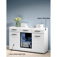 White Gloss Sideboard Display Cabinet Dresser Unit Buffet LED Cupboard New Fever - White / White High Gloss