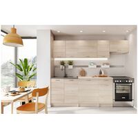 Modern Kitchen 7 Units Cabinets SET Sonoma Oak Cupboard and Worktop 240cm Budget - Sonoma Oak