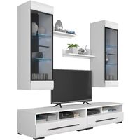 White Gloss Modern Living Room Furniture Set LED Wall Unit TV Cabinets Fever 3