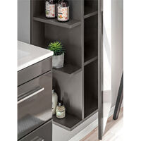 Grey Gloss Bathroom 600 60cm Vanity Wall Hung Cabinet Drawers Sink Unit Twist