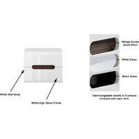White Gloss Bedside Cabinet Table Soft Close Drawers Black Gloss Insert Azteca T - White / White High Gloss