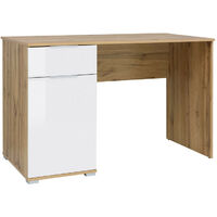 Modern Study Office Desk Storage Cupboard Drawer White Gloss Oak finish 120 Zele