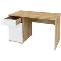 Modern Study Office Desk Storage Cupboard Drawer White Gloss Oak finish 120 Zele