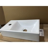 White Gloss & Oak Bathroom Cloakroom 40cm 400 Vanity Unit Sink Wall Cabinet Arub