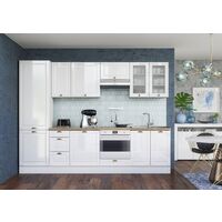 White Gloss Shaker Kitchen 9 Cabinet Cupboard Unit Set Larder Modern 3m Antila - White / White High Gloss