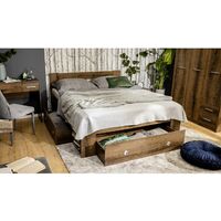 Dark wood bed frame 2024 with storage