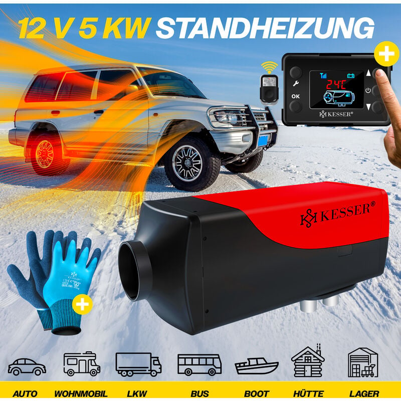 Hengda Standheizung,12V 5KW Diesel Standheizung Luftheizung mit LCD-Monitor  & Fernbedienung,Dieselheizung Für Wohnmobil Auto