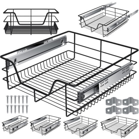 KESSER® Teleskopschublade  Küchenschublade  Küchenschrank  Korbauszug  Schrankauszug  Vollauszug  Schublade   1x 50cm - Schwarz