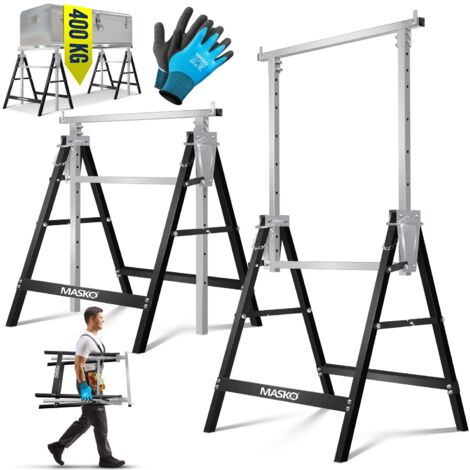 MASKO® Teleskop-Arbeitsbock Untergestell  Klappbock max. Belastbarkeit 200 kg  Unterstellbock höhenverstellbar Min. / max. Arbeitshöhe 800-1300 mm