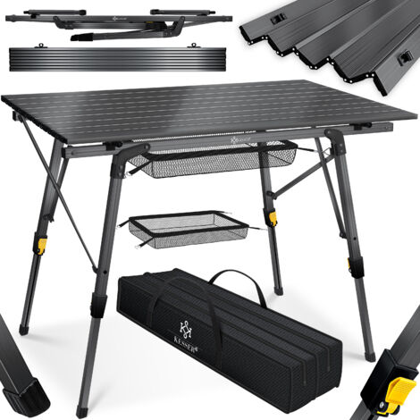 KESSER® Campingtisch faltbar Klapptisch Camping Tisch mit Aluminiumrahmen Aufrollbare Tischplatte Falttisch klappbar mit Höhenverstellung Anthrazit