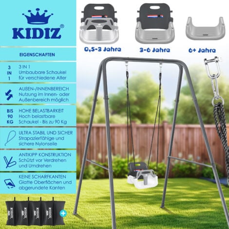 KIDIZ® Babyschaukel mit Gestell 3in1 Indoor & Outdoor Kinderschaukel
