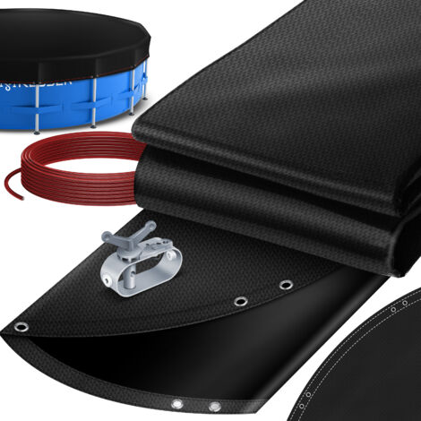 KESSER® Solar Poolabdeckung Pool Abdeckplane, Poolplane aus 200g/m² PE Material Inkl. Stahlseil + Seilspanner mit ösen Solarplane Abdeckung UV-resistent, Blau / Schwarz / Eckig 410 x 220 cm