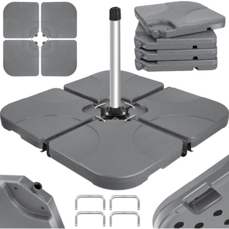 KESSER® Sonnenschirmständer 4-teilig Schirmgewicht, Bodenkreuz 60 Liter / 80 kg - Wasser oder Sand befüllbar, Inkl. Metallverbinder, 50,8cm x 50,8cm x 7cm / Grau