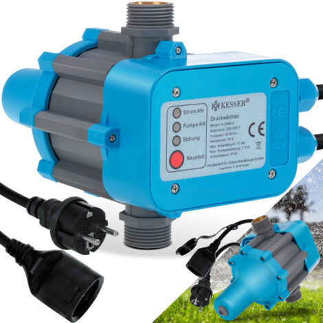 KESSER® Druckschalter Druckwächter Pumpensteuerung Gartenbewässerung mit Kabel Blau