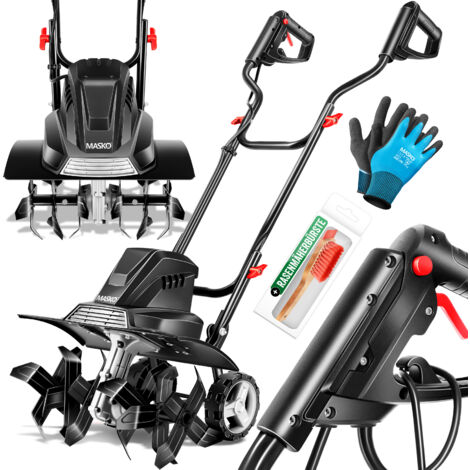 MASKO® elektrische Motorhacke 1500 Watt 40cm Arbeitsbreite 20cm Arbeitstiefe Bodenhacke Ackerfräse Kultivator Gartenfräse Elektro Hacke Schwarz
