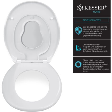 KESSER® WC Sitz mit Absenkautomatik Toilettendeckel Quick-Release-Funktion und Softclose - einfache Montage Antibakteriell Klodeckel aus Duroplast   Wc Sitz Family