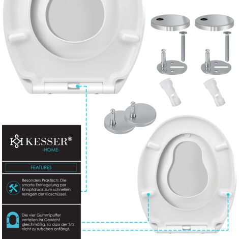 KESSER® WC Sitz mit Absenkautomatik Toilettendeckel Quick-Release-Funktion und Softclose - einfache Montage Antibakteriell Klodeckel aus Duroplast   Wc Sitz Family