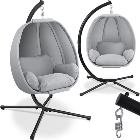 Indoor und Hängesessel Hängekorb Sitz- Gestell Rückenkissen weicher Luxe Sitzkissen, + KESSER® & mit Seitenpolsterung,