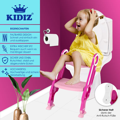 KIDIZ® Kinder Toilettensitz Toilettentrainer mit Treppe und Griffe Faltbar  Kindertoilette WC Sitz Töpfchentrainer Lerntöpfchen bequemem