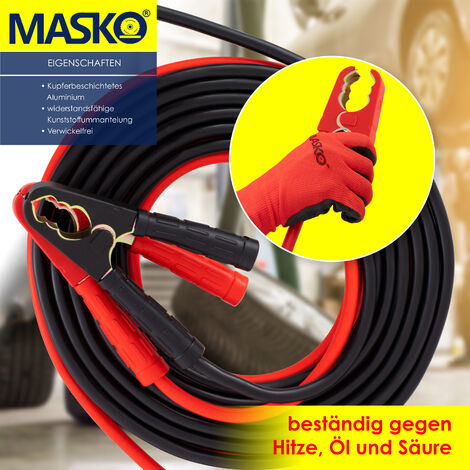 MASKO® Starthilfekabel Überbrückungskabel für Benzin- und Dieselmotoren,  6/12/24 Volt. Auto Motorrad Starterkabel aus