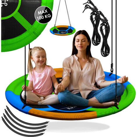 KESSER® Nestschaukel Tellerschaukel Hängeschaukel Rundschaukel Schaukel verstellbar Garten-Schaukel Kinderschaukel Indoor - Outdoor-Schaukel für Kinder und Erwachsene Bunt / 60cm