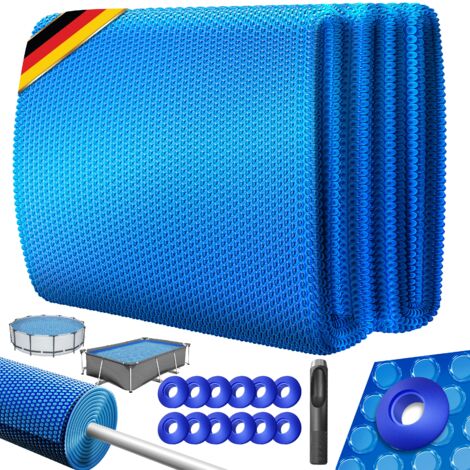 KESSER® Pool Solarabdeckplane Solarfolie Stärke 120µm Solarabdeckung Solarplane zuschneidbar Poolsolarplane Solar Folie inkl. 1x Lochzange & 12x Ösen Blau / Ø 427 cm