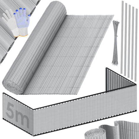 KESSER® PVC Sichtschutzmatte Sichtschutzzaun Balkonverkleidung Windschutz Wetterfest verstärkten Lamellen für Garten Balkon Terrasse Outdoor Hellgrau / 80 x 500 cm