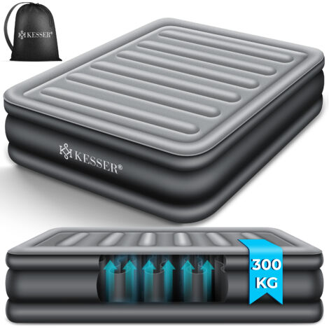 KESSER® Aufblasbare Matratze Luftbett mit eingebauter elektrischer Pumpe integrierte erhöhte aufblasbare Matratze für Übernachtungsgäste mit Aufbewahrungstasche Doppel / Grau / Anthrazit