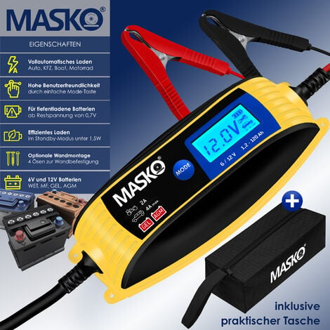 MASKO® Batterieladegerät KFZ vollautomatisch 4A-6V/12V Auto Motorrad PKW ,  Boot Ladegerät Für Blei-Säure