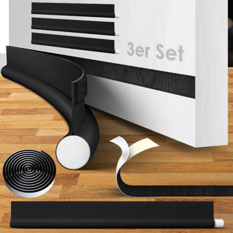 KESSER® Zugluftstopper 3 er Set bis 95 cm zuschneidbar Passend für alle Türen  waschbar  Lärmschutz Türluftstopper  doppelseitige Türisolierung   Schwarz