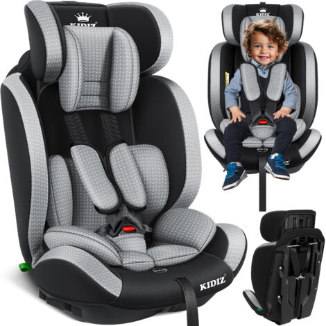 KIDIZ® Autokindersitz Kindersitz Kinderautositz  Autositz Sitzschale  9 kg - 36 kg 1-12 Jahre  Gruppe 1/2 / 3  universal  zugelassen nach ECE R129/03   Grau
