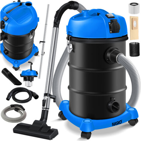 MASKO® 6IN1 Industriestaubsauger Staubsauger Nass Trocken Sauger Aschesauger 2300W + Steckdose Blasfunktion Trocken-Saugen & Nass-Saugen Blau