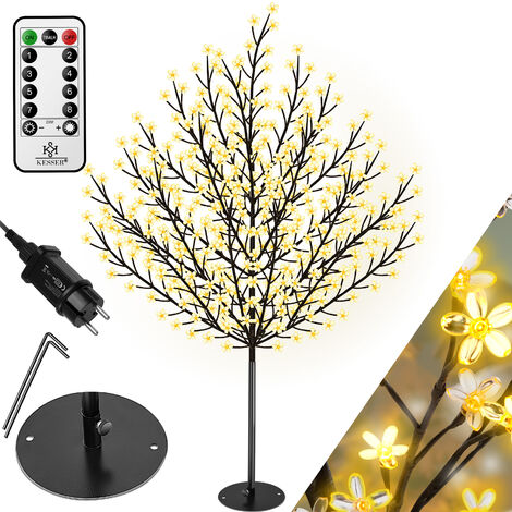 KESSER® Kirschblütenbaum mit Fernbedienung  Lichterbaum Indoor Outdoor Metallfuß Stabil  Weihnachten Beleuchtung Leuchtbaum Warmweiß   220cm