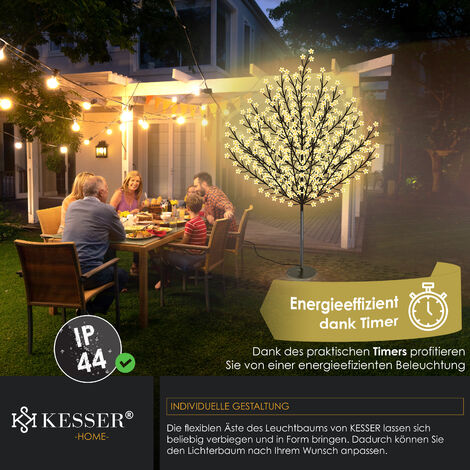 KESSER® Kirschblütenbaum mit Fernbedienung  Lichterbaum Indoor Outdoor Metallfuß Stabil  Weihnachten Beleuchtung Leuchtbaum Warmweiß   220cm