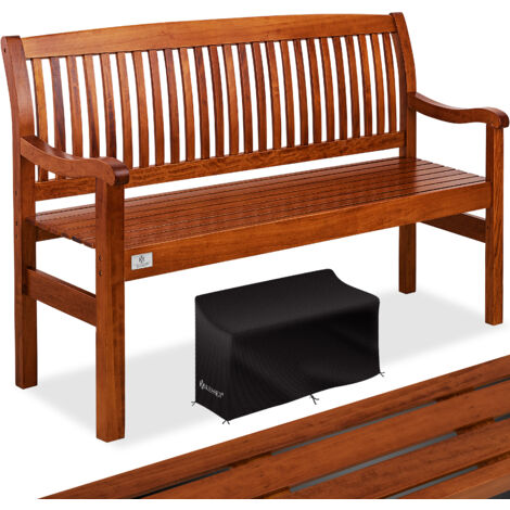KESSER® Gartenbank Holz Holzbank wetterfest Parkbank Massivholz Sitzbank Balkonbank Gartenmöbel Bank für Balkon Terrasse & Garten Dunkelbraun / 150 cm