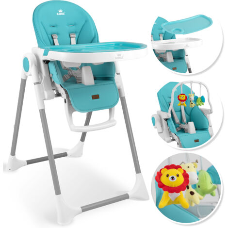 KIDIZ® 3in1 Hochstuhl Kinderhochstuhl inkl. Spielbügel Babyliege Kombihochstuhl Babyhochsitz 7 höhenverstellbar Verstellbare Rückenlehne Türkis