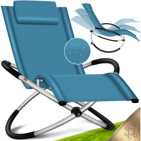 KESSER® Relaxliege Liegestuhl Gartenliege Gartenstuhl Klappstuhl faltbar Schwungliege Schaukelsessel ergonomische Relaxsessel wetterfest Petrol Blau