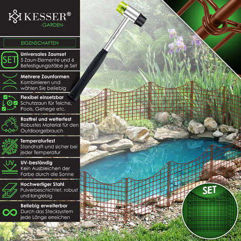KESSER® Teichzaun, Gartenzaun, Steckzaun, Komplettset, Metall