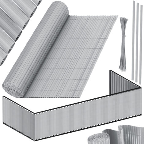 KESSER® PVC Sichtschutzmatte Sichtschutzzaun Balkonverkleidung Windschutz Wetterfest verstärkten Lamellen für Garten Balkon Terrasse Outdoor Hellgrau / 160 x 400 cm