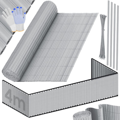 KESSER® PVC Sichtschutzmatte Sichtschutzzaun Balkonverkleidung Windschutz Wetterfest verstärkten Lamellen für Garten Balkon Terrasse Outdoor Hellgrau / 100 x 400 cm