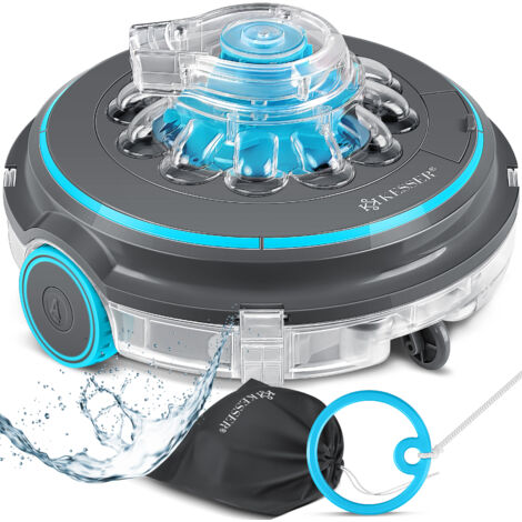 KESSER® Poolroboter, Poolreiniger Akku Aqua-9000 inkl. Transporttasche, Pool Roboter für bis 80m² Pools, Li-Ion Akku max. 75 min, Kabellos Poolsauger, Anthrazit
