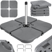 KESSER® Sonnenschirmständer 4-teilig Schirmgewicht, Bodenkreuz 60 Liter / 80 kg - Wasser oder Sand befüllbar, Inkl. Metallverbinder, 50,8cm x 50,8cm x 7cm / Grau