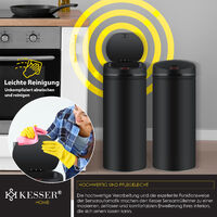 Kesser® Automatik Sensor Mülleimer Abfalleimer Abfall EDELSTAHL Papierkorb, 30 Liter, 30 Liter SCHWARZ