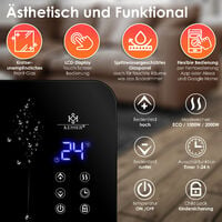 KESSER® Elektro Glasheizung Konvektor Elektroheizung Heizung Heizkörper Touch Display, Schwarz / 2000 Watt