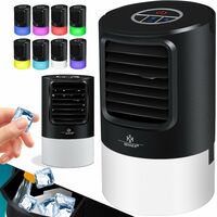 KESSER® 4in1 Mobile Klimaanlage Mini Klimagerät mit 7 Farben LED Farben | Ventilator | Wassertank | Timer | 3 Stufen | Ionisator Luftbefeuchter | Luftkühler | Klein Tragbare , Schwarz