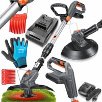 MASKO® Akku-Rasentrimmer mit 20 V Li-Akku 2 0 Ah Akku und Ladegerät Motorsense 26 cm Schnittkreis 180° Trimmwinkel Teleskop-Stiel & Zusatzhandgriff Grau